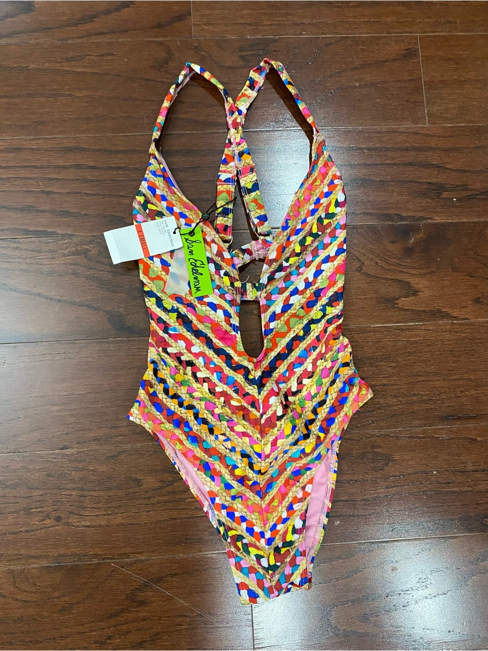 NWT Sam Edelman swimsuit XS rainbow braided design